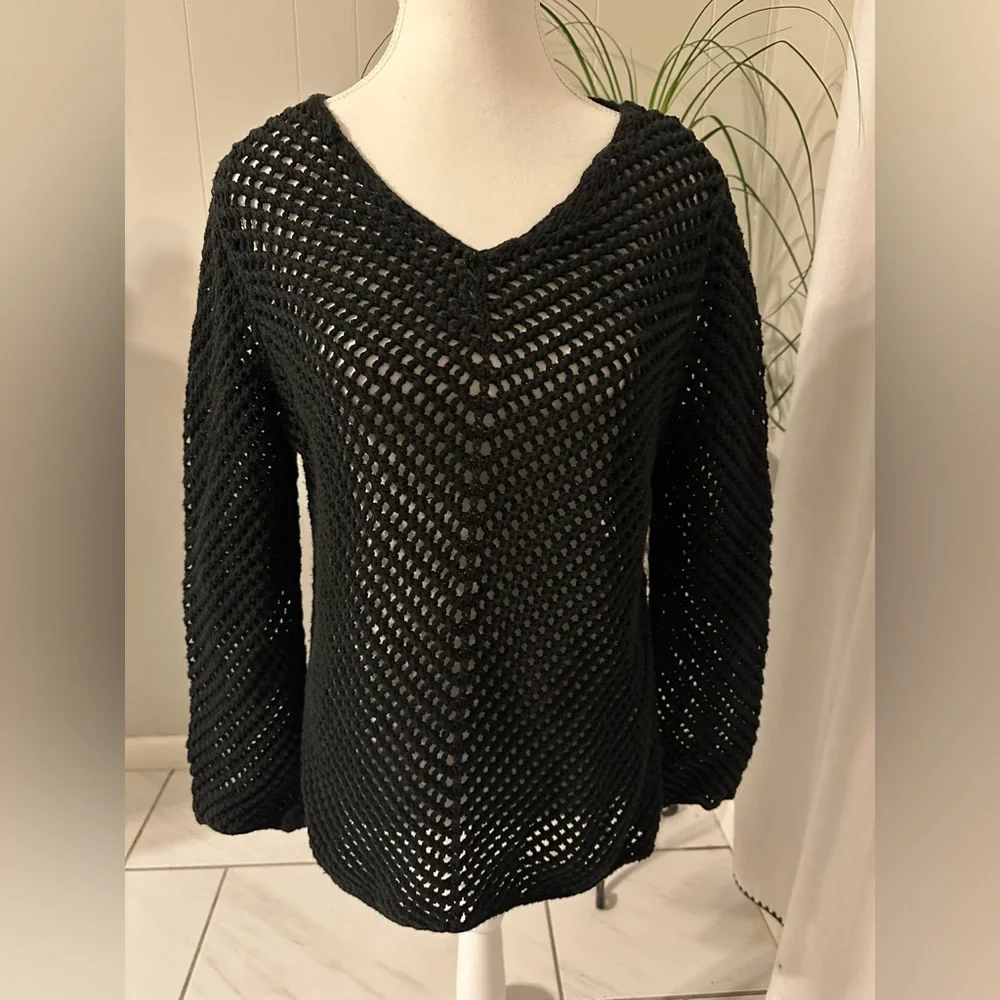 New York & Company Black Open-Knit Sweater - Picture 1 of 3
